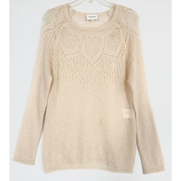 Sezane Sweaters - Women's Sezane Wool Mohair Knit Pullover Sweater Ivory Size M Dreamy Feminine